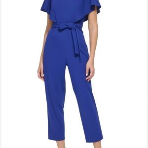 DKNY Cobalt Blue Flutter Jumpsuit